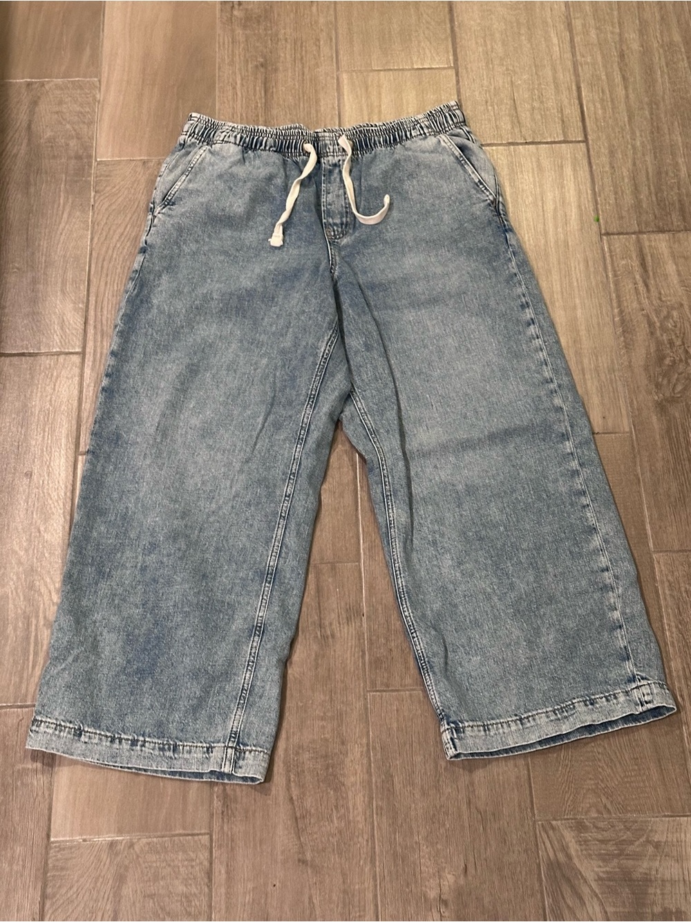 Gap High Rise Wide Leg Women’s Denim Jeans with Drawstring Waist Size Large